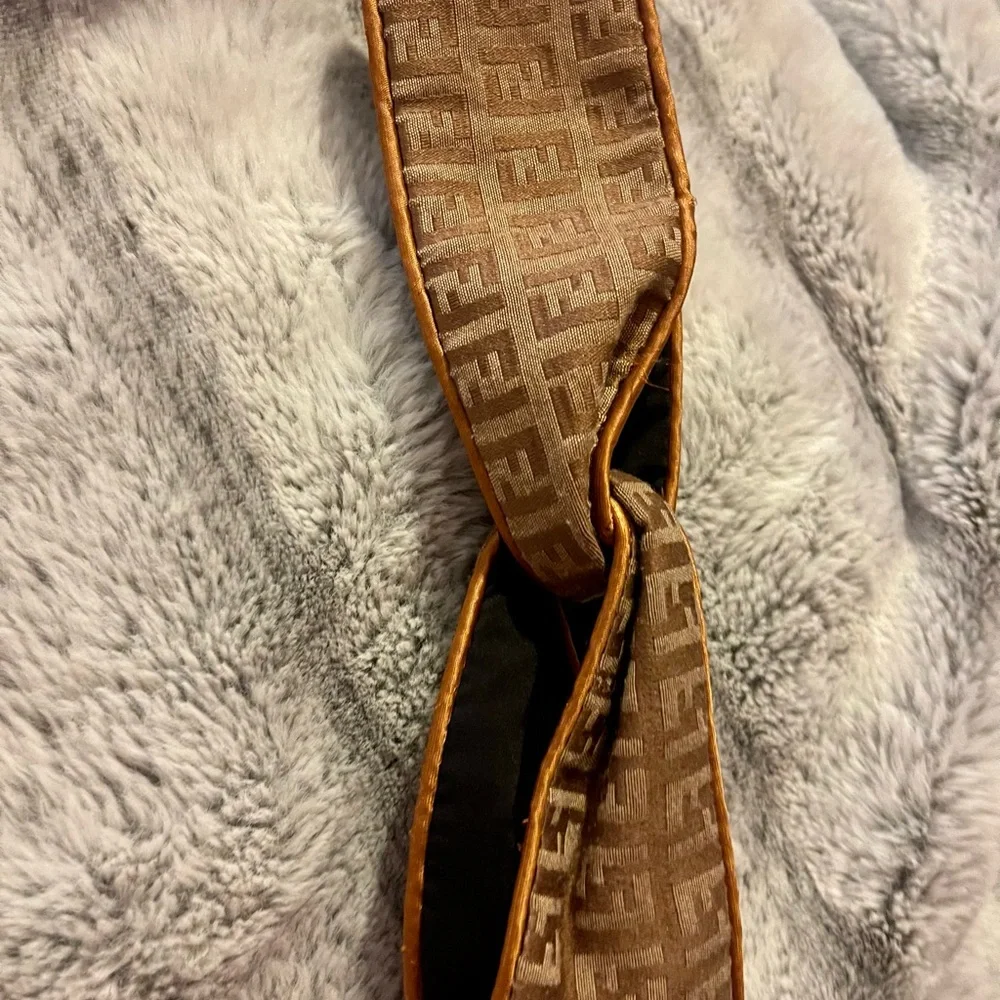 Fendi Brown Monogram Headband with Black Elastic